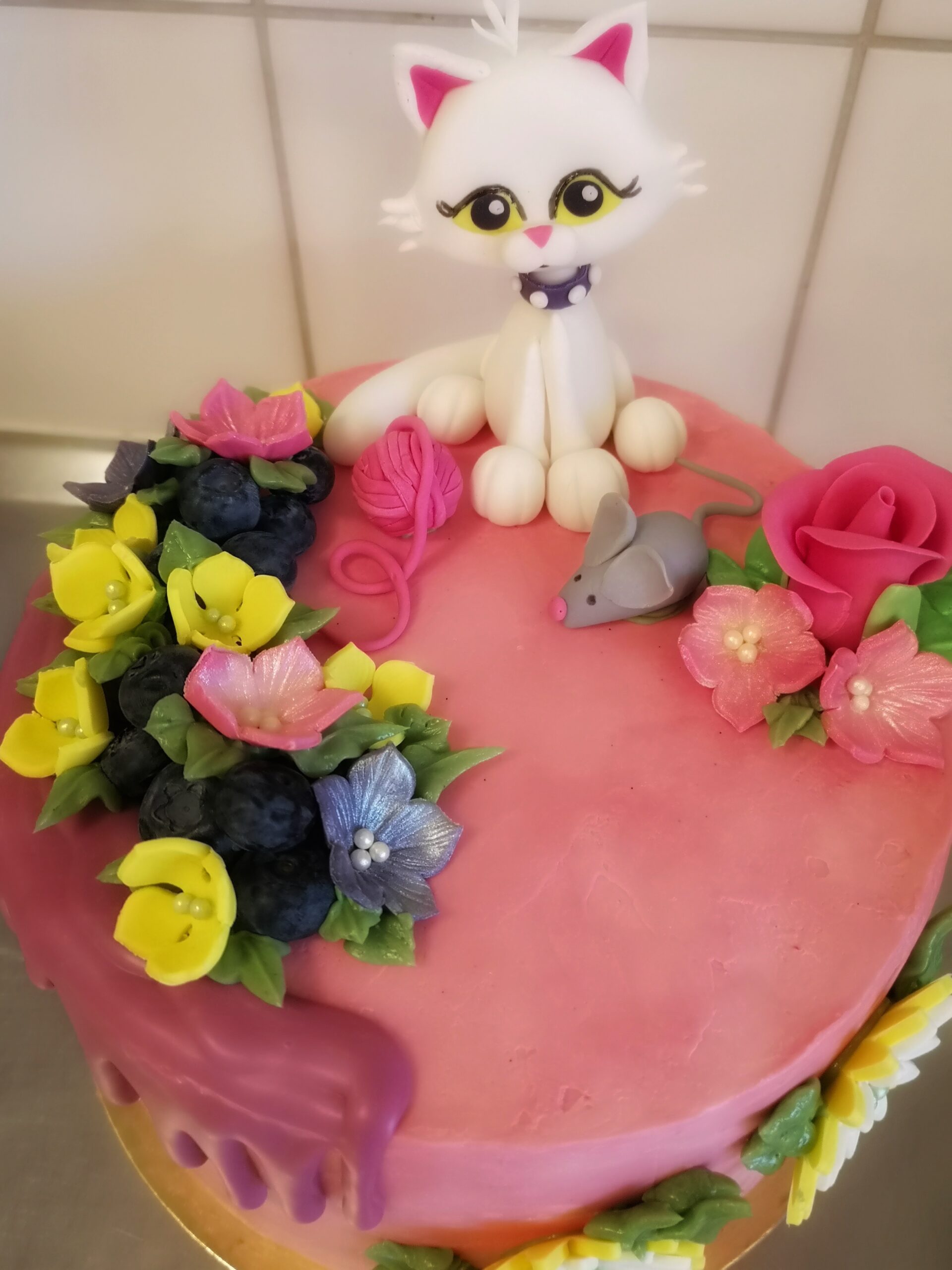 drip cake med sockerpasta katt (1)