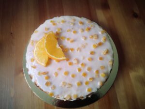Ambrosiatårta med vaniljkräm och apelsin